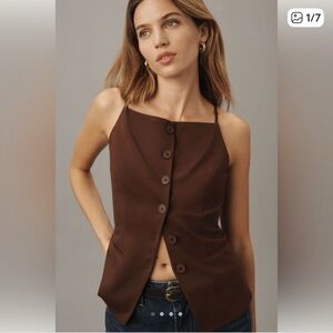 Anthropologie Sunday in Brooklyn Ponte Apron Vest in Chocolate XS NWT